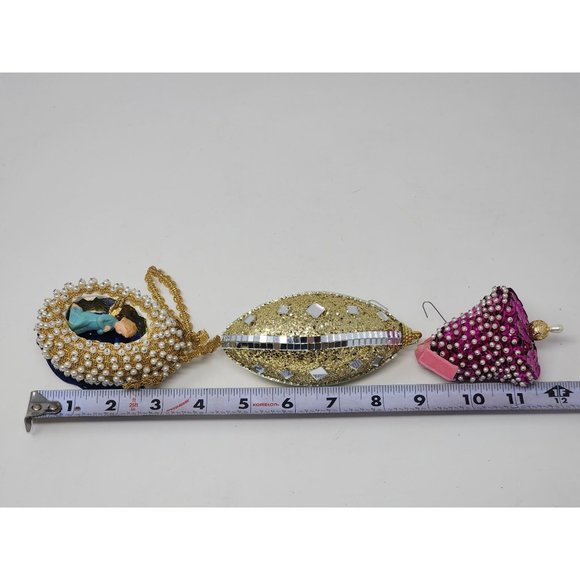 Vintage Push Pin Ornaments Faux Gold Pearls Tassel Angel/Bell/Teardrop Ornaments - Picture 3 of 3